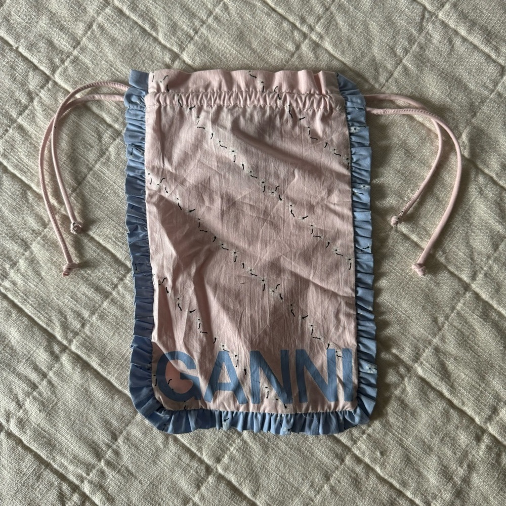 Ganni Drawstring Ruffle Pouch